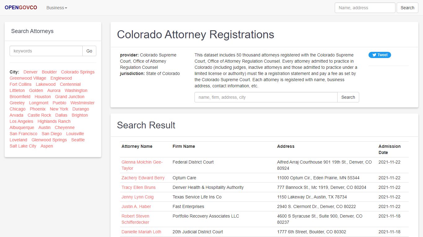 Colorado Attorney Registrations - OpenGovCO